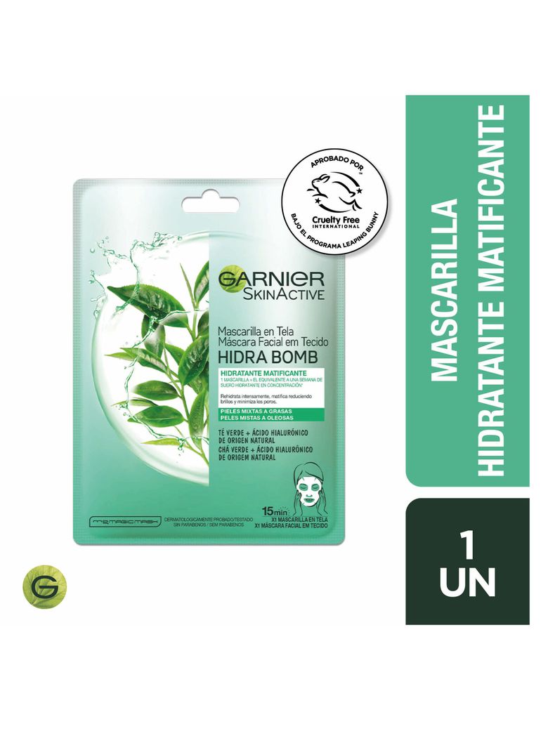 Mascarilla Garnier Skin Active Facial Tela Green Tea-0