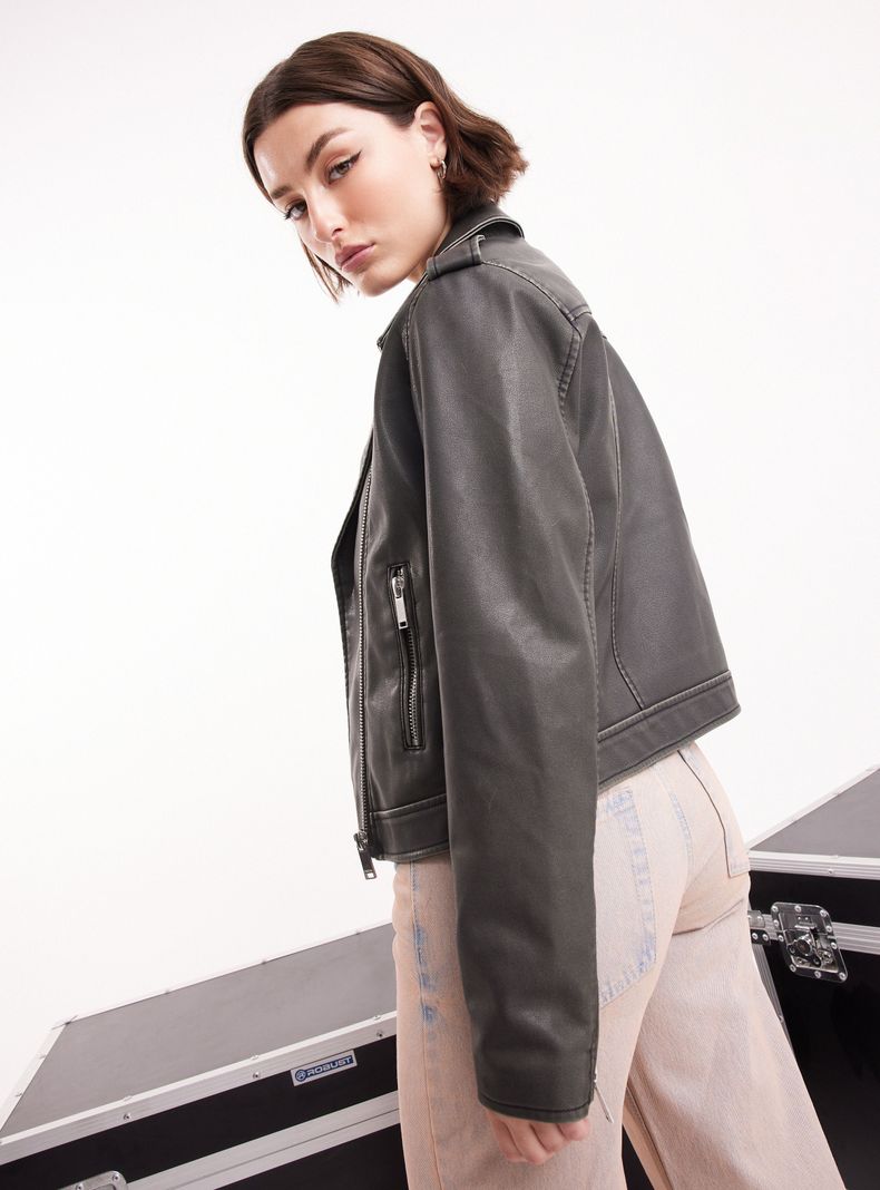 Chaqueta Biker Pu Lavada-1