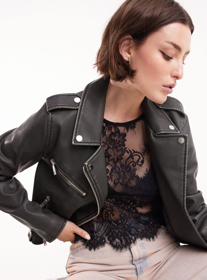 Chaqueta Biker Pu Lavada-2