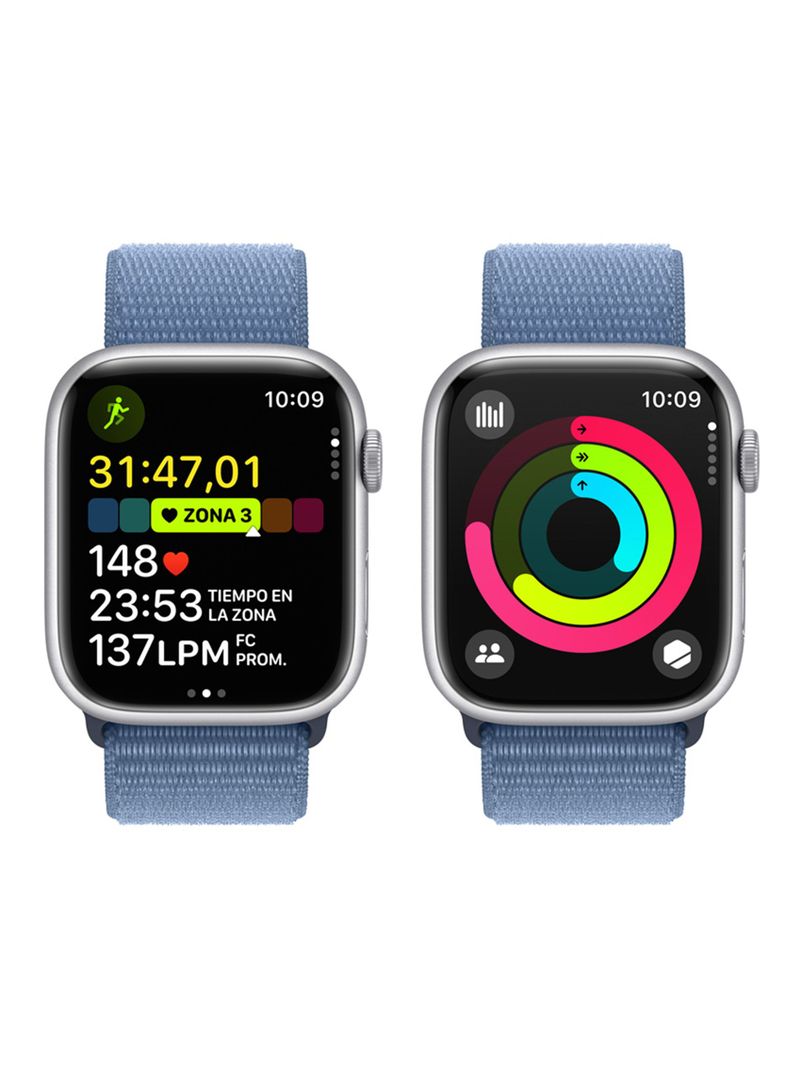 Apple Watch Series 9 GPS 45mm Caja Aluminio Color Plata y Correa Loop Azul-7