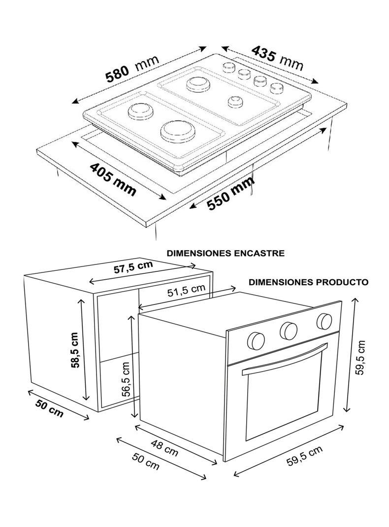 Kit Empotrable KIT-151 Campana + Encimera + Horno-1