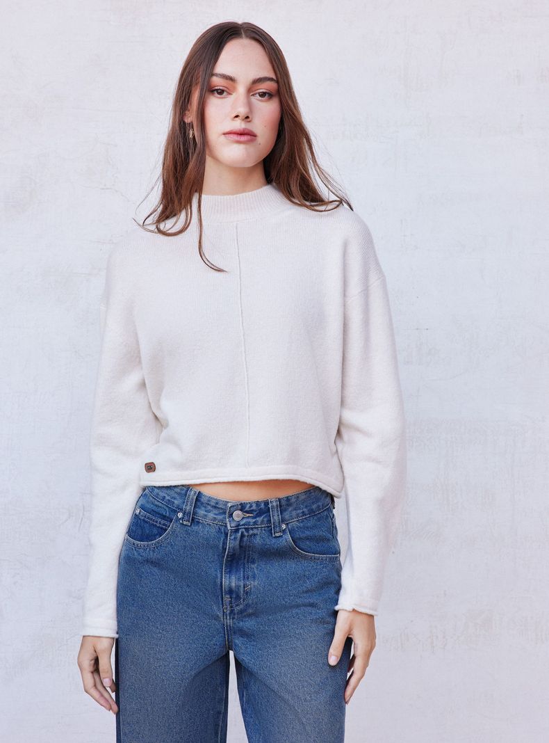 Sweater Cuello Alto Color Liso