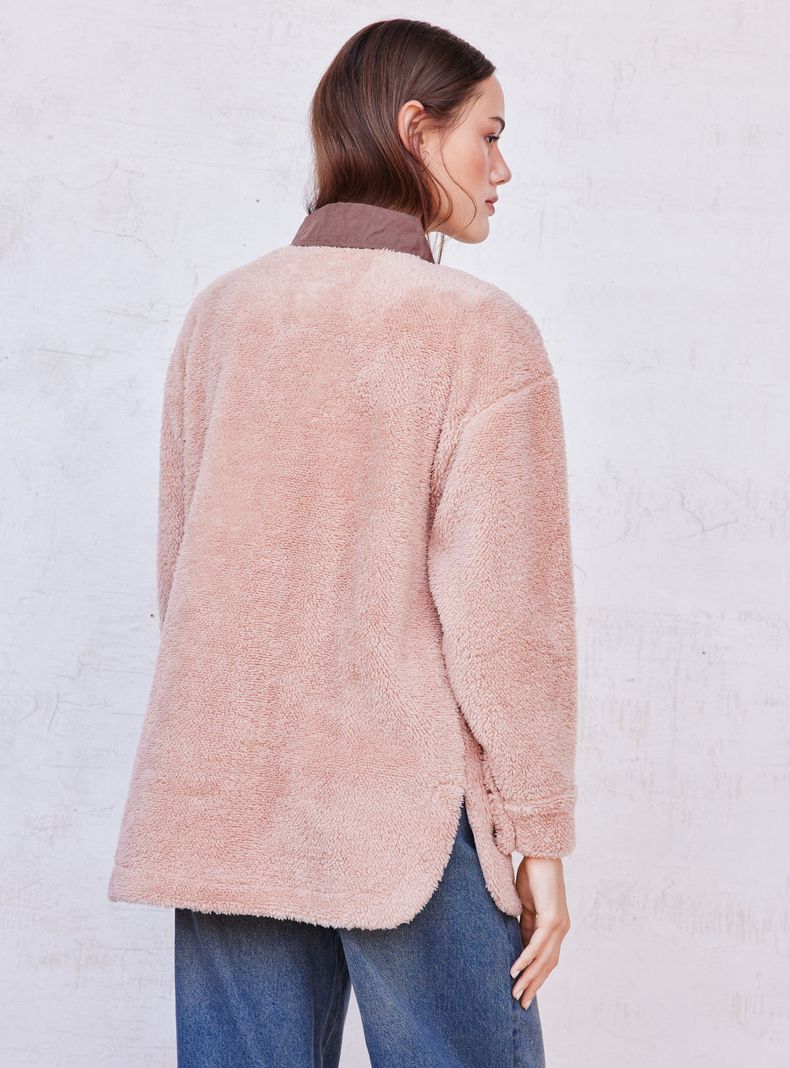 Sobrecamisa de Coral Flece con Detalles en Suede Pu-1