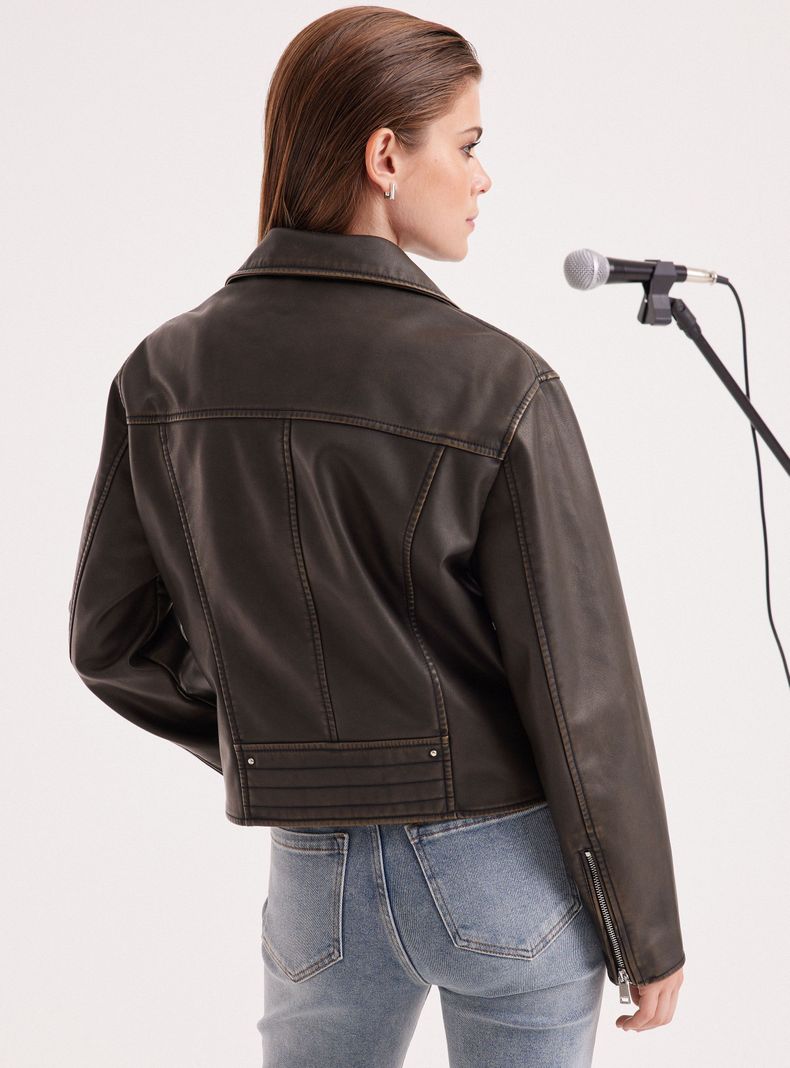 Chaqueta Biker Efecto Cuero Lavado-1