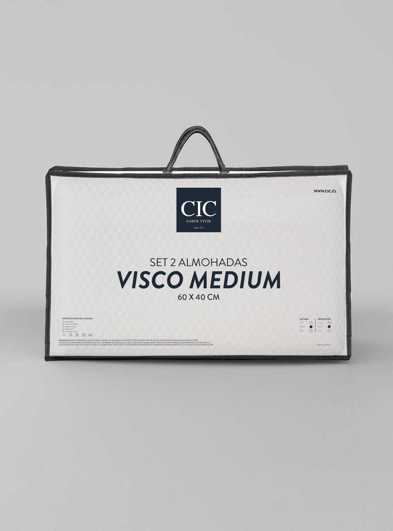 Set 2 Almohadas Viscoelástica Visco Medium 60 x 40 cm-0