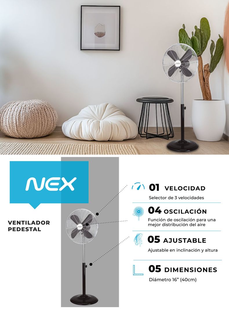 Ventilador Pedestal 16" DCP1620B-3