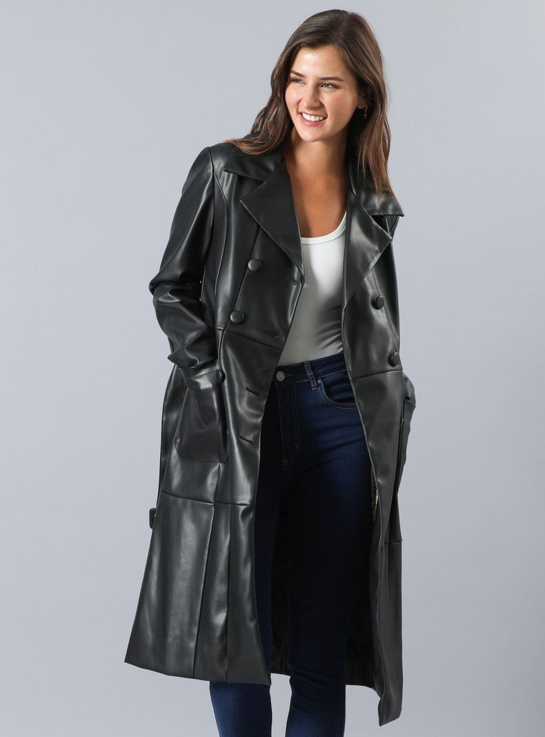 Abrigo Trench Simil Cuero