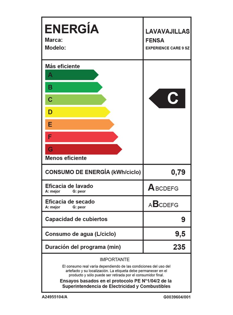 Lavavajilla 9 Cubiertos Experience Care 9 SZ-6