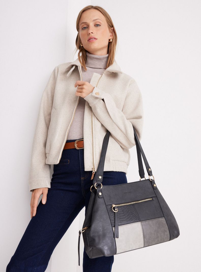 Cartera de Hombro con Bolsillo en Patchwork