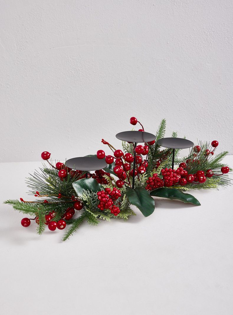 Centro de Mesa Navidad 55 cm Vela Fruta Attimo