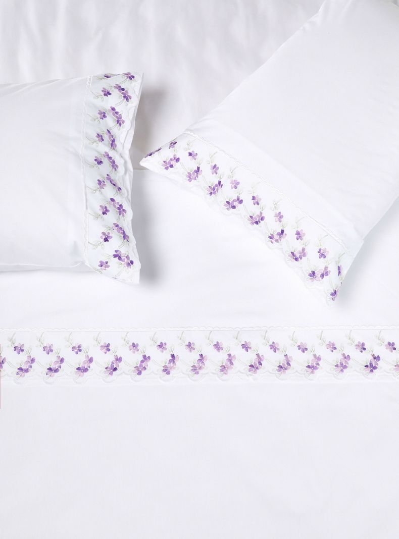 Sábanas 2 Plazas 180 Hilos Broderie Violeta-1