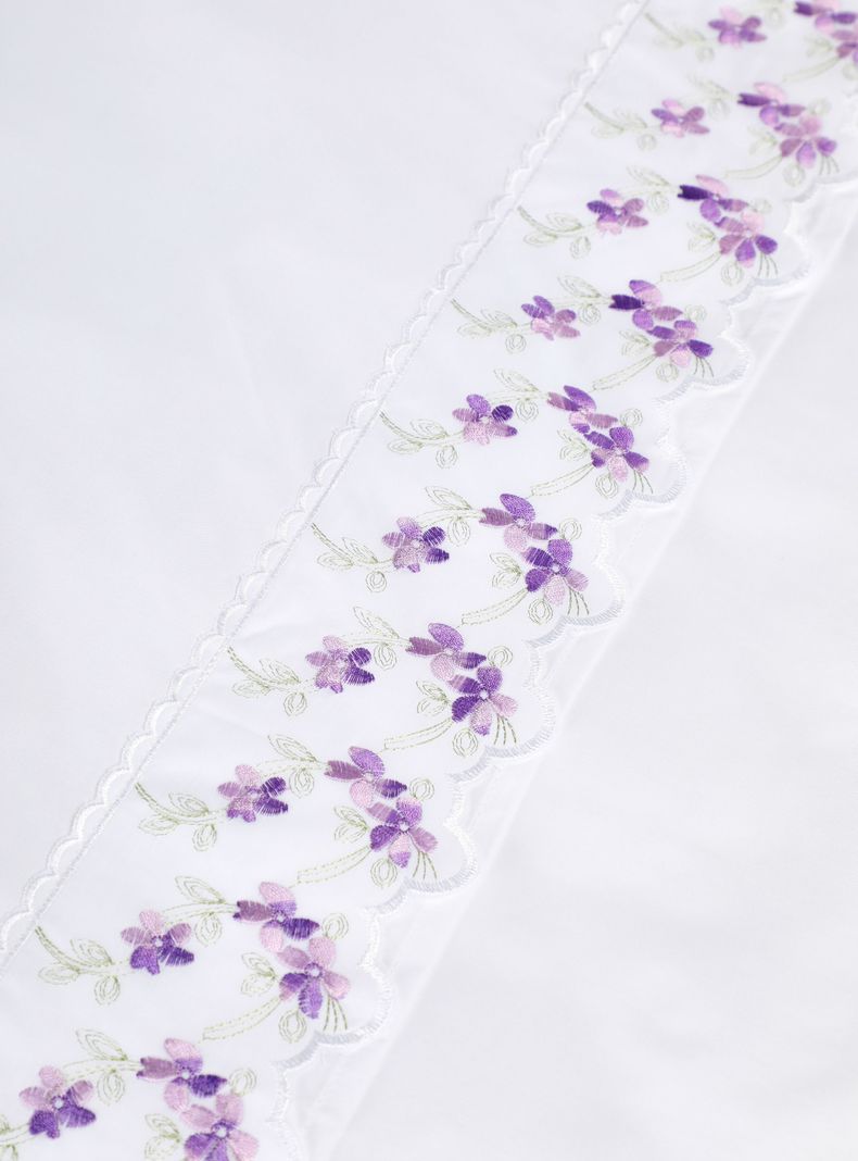 Sábanas 2 Plazas 180 Hilos Broderie Violeta-2