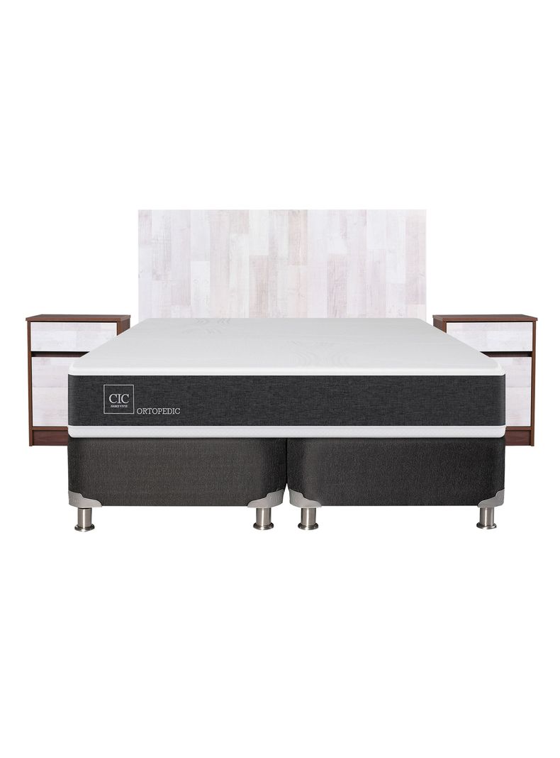 Box Spring New Ortopedic B5 Black 2 Plazas Base Dividida + Set Muebles Legno-2