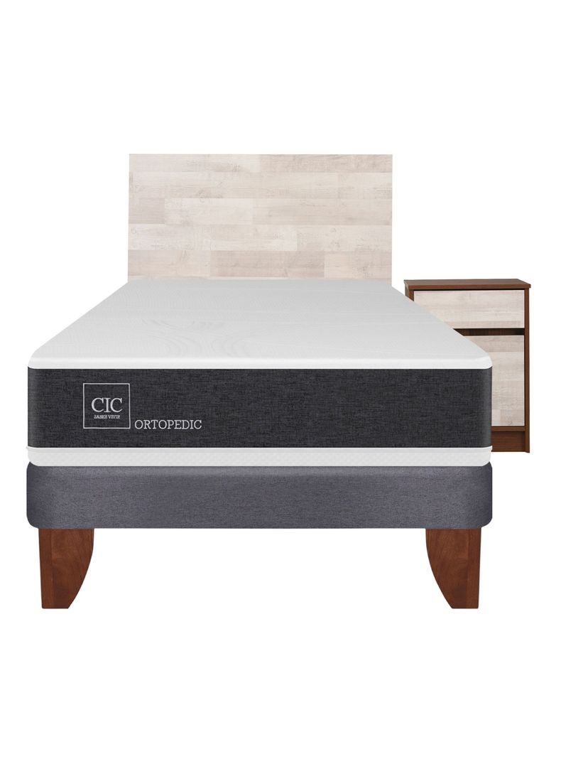 Cama Europea New Ortopedic 1.5 Plazas + Set Muebles Legno-1
