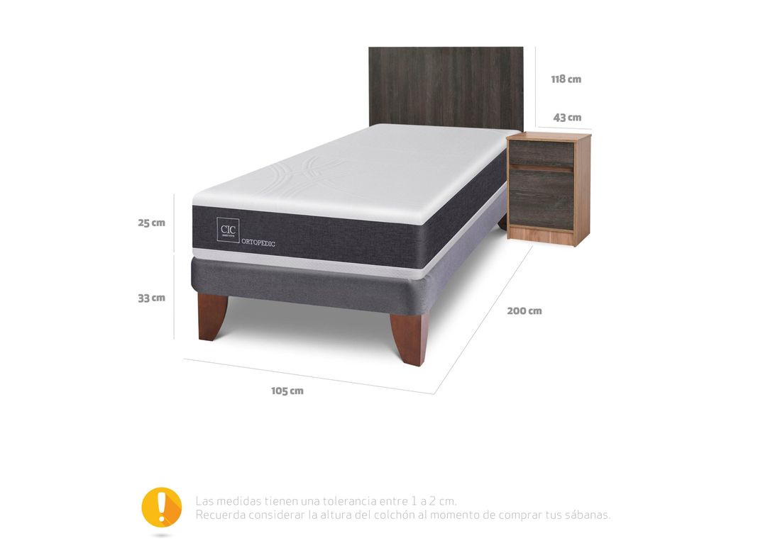 Cama Europea New Ortopedic 1.5 Plazas + Set Muebles Espresso-1