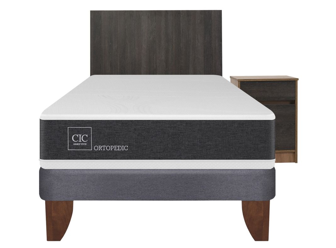 Cama Europea New Ortopedic 1.5 Plazas + Set Muebles Espresso-2