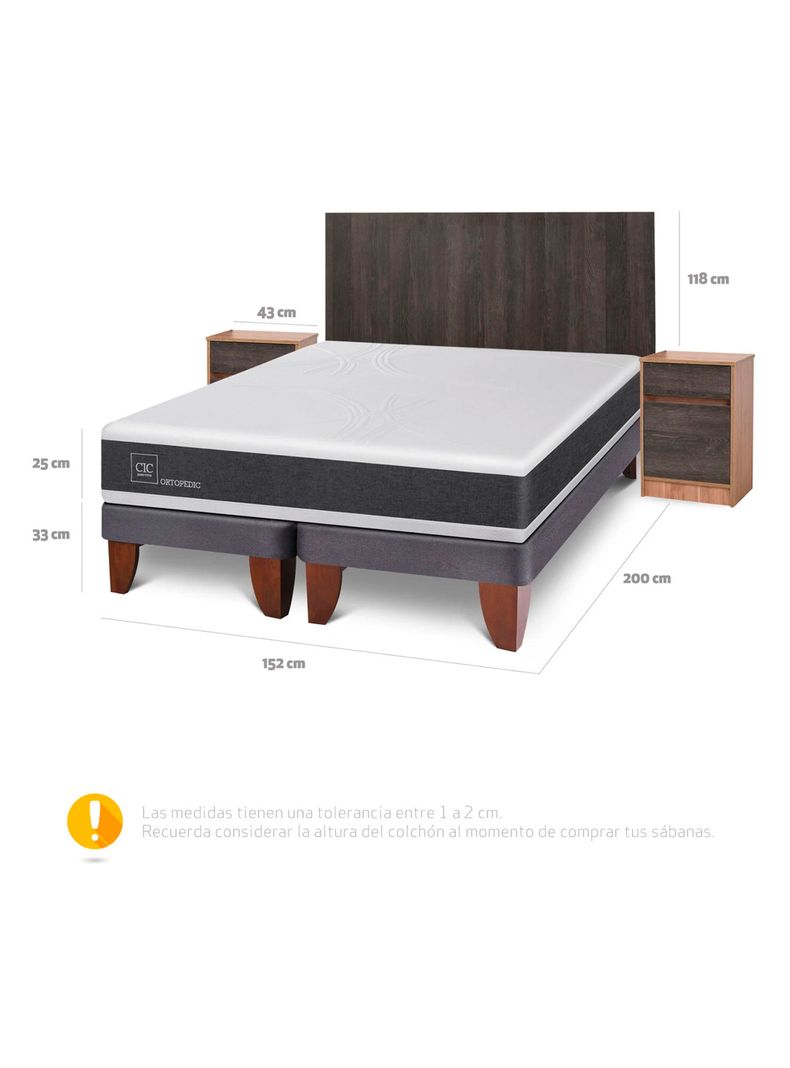 Cama Europea New Ortopedic 2 Plazas Base Dividida + Set Muebles Espresso-1