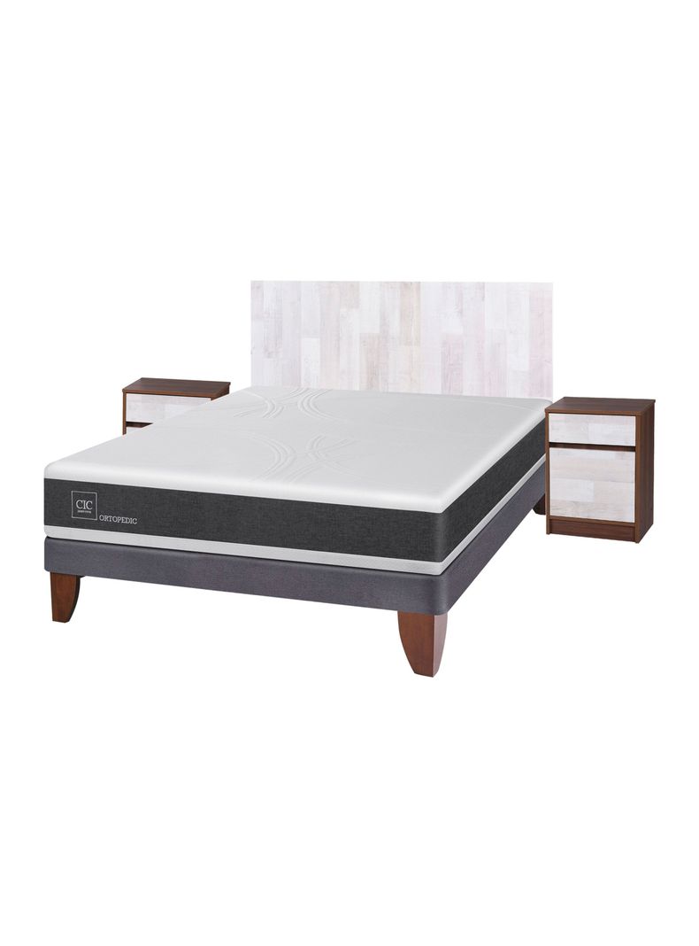 Cama Europea New Ortopedic 2 Plazas Base Normal + Set Muebles Legno-0