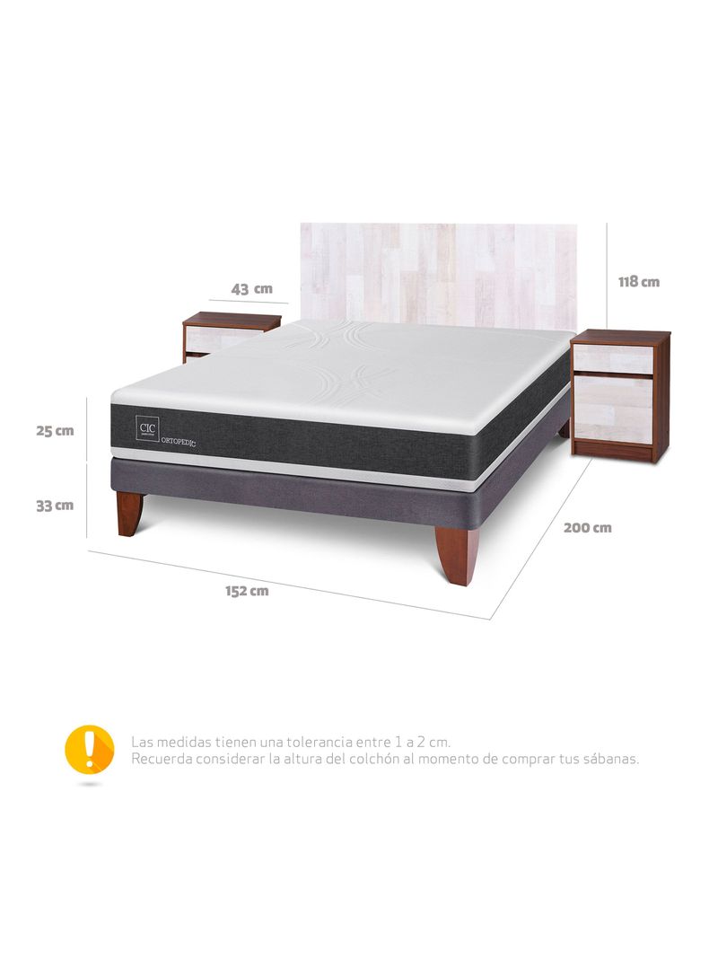 Cama Europea New Ortopedic 2 Plazas Base Normal + Set Muebles Legno-1
