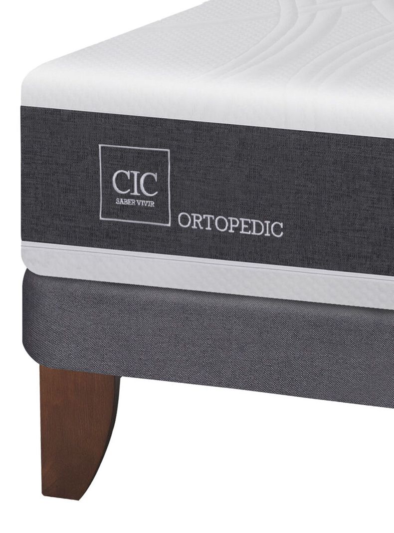 Cama Europea New Ortopedic 2 Plazas Base Normal + Set Muebles Espresso-3
