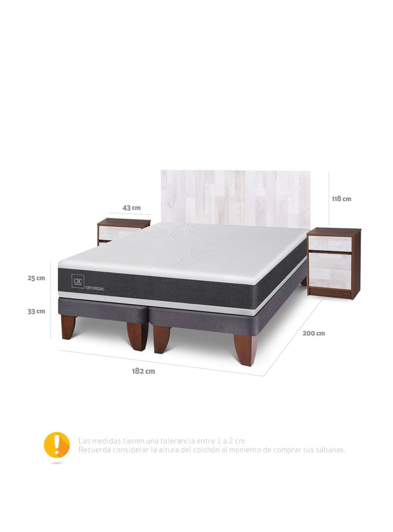 Cama Europea New Ortopedic King + Set Muebles Legno-1