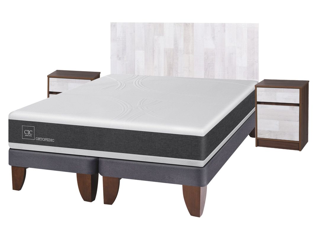 Cama Europea New Ortopedic King + Set Muebles Legno-0