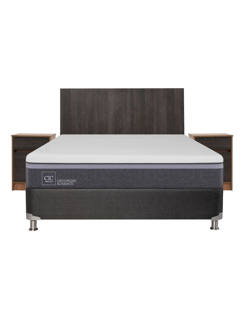 Box Spring Ortopedic Advance B5 Black 2 Plazas Base Normal + Set Muebles Espresso-1