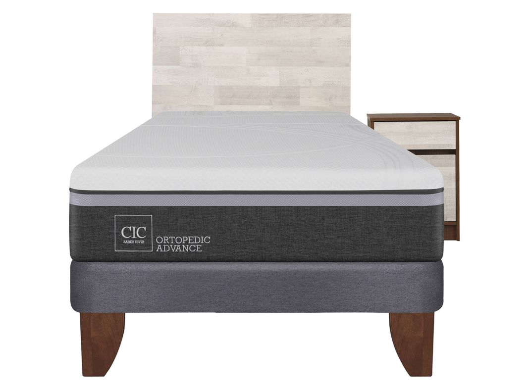 Cama Europea Ortopedic Advance 1.5 Plazas + Set Muebles Legno-2