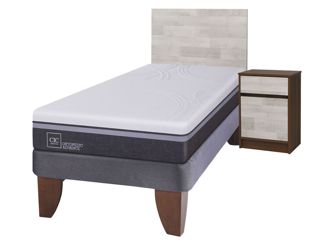 Cama Europea Ortopedic Advance 1.5 Plazas + Set Muebles Legno-0
