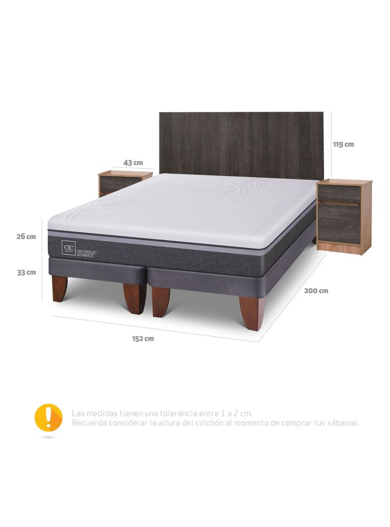 Cama Europea Ortopedic Advance 2 Plazas Base Dividida + Set Muebles Espresso-1
