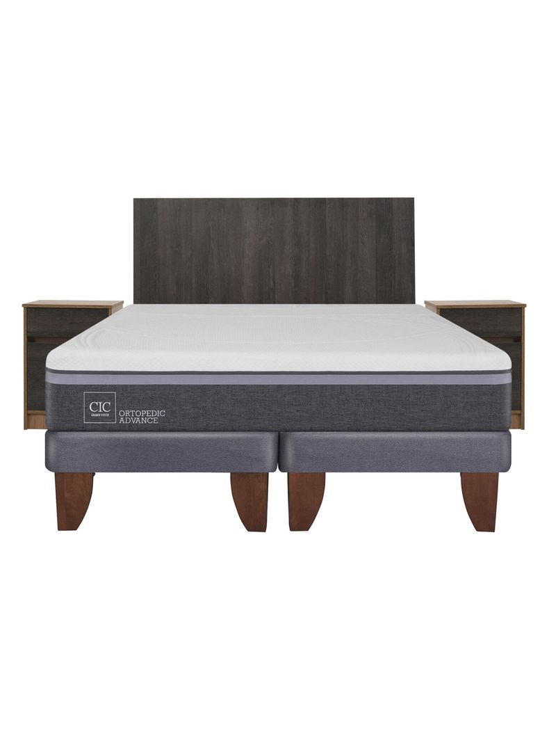 Cama Europea Ortopedic Advance 2 Plazas Base Dividida + Set Muebles Espresso-2