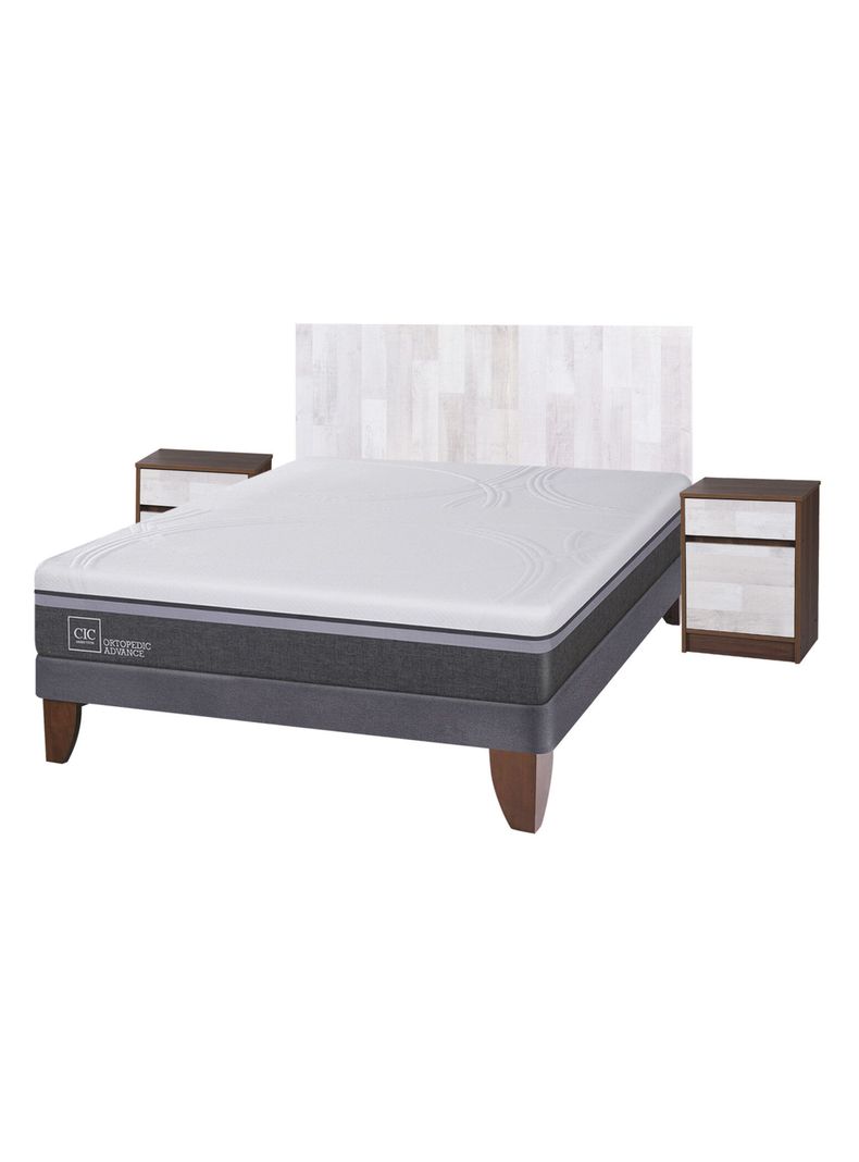 Cama Europea Ortopedic Advance 2 Plazas Base Normal + Set Muebles Legno-0