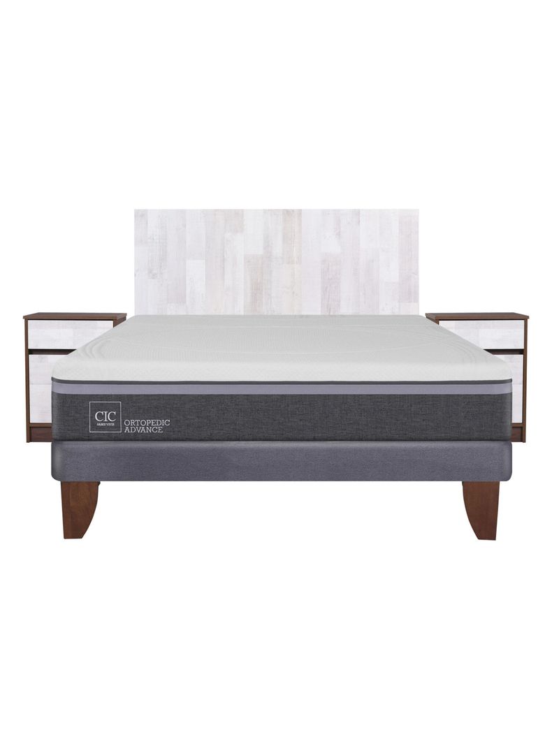 Cama Europea Ortopedic Advance 2 Plazas Base Normal + Set Muebles Legno-1