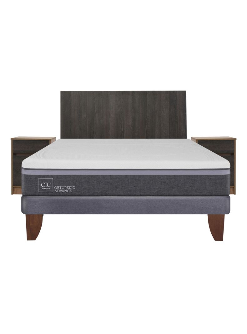 Cama Europea Ortopedic Advance 2 Plazas Base Normal + Set Muebles Espresso-1