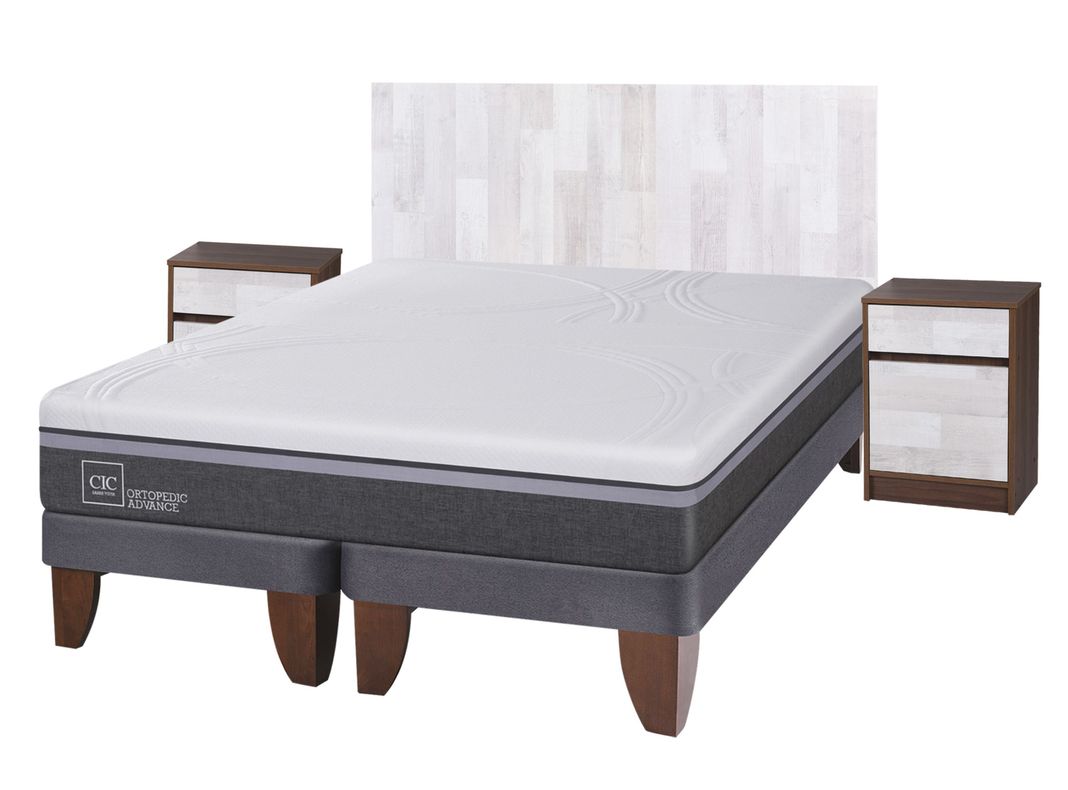 Cama Europea Ortopedic Advance King + Set Muebles Legno-0
