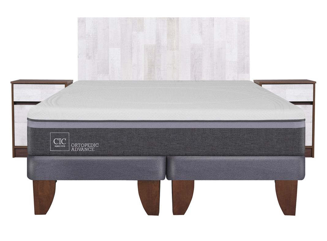 Cama Europea Ortopedic Advance King + Set Muebles Legno-1