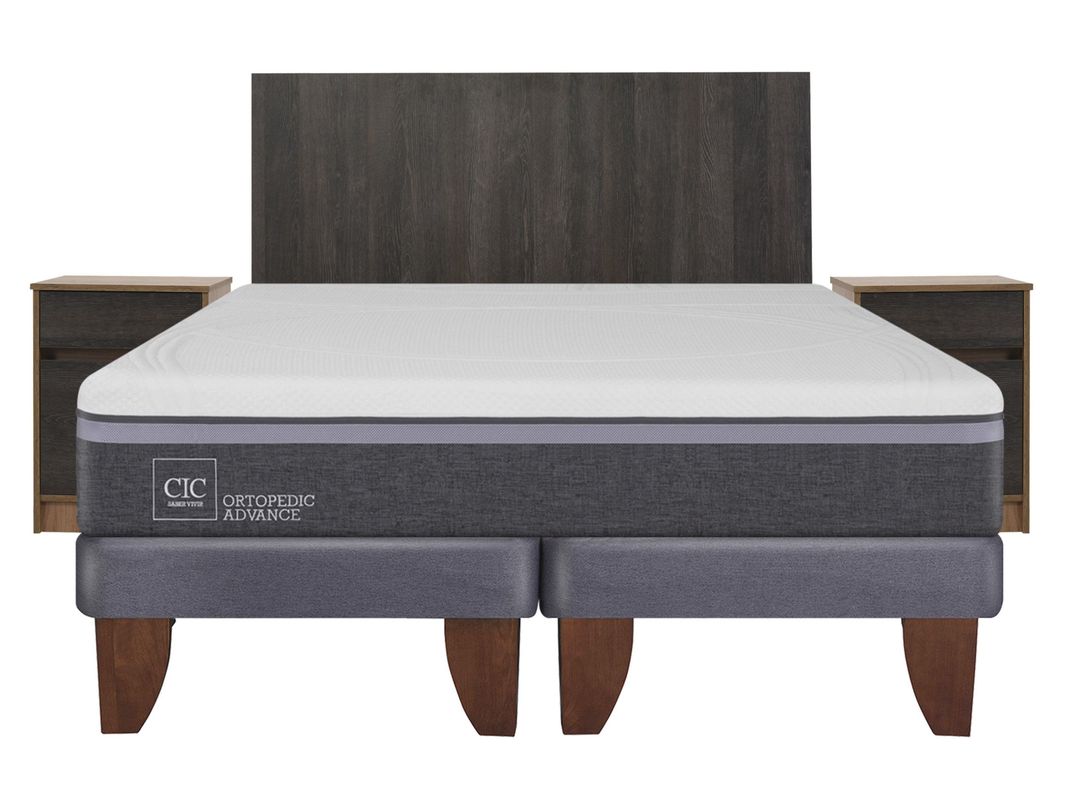 Cama Europea Ortopedic Advance King + Set Muebles Espresso-0