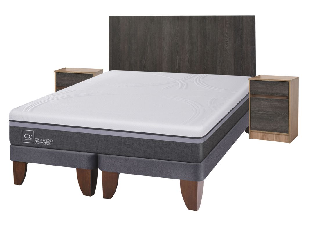 Cama Europea Ortopedic Advance King + Set Muebles Espresso-2