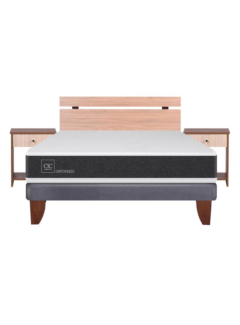 Cama Europea New Ortopedic 2 Plazas Base Normal + Set Muebles Olmo-1