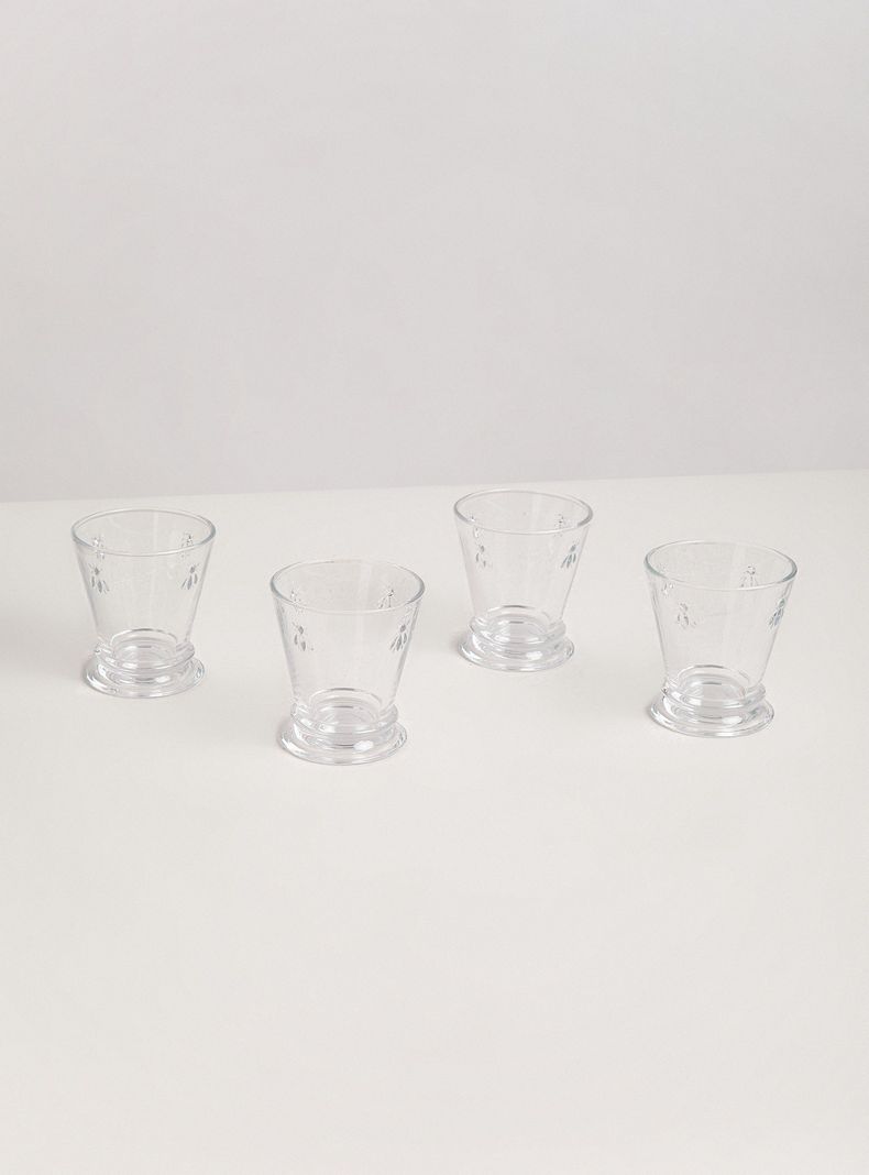 Set 4 Vasos Cortos Vidrio Bee-0