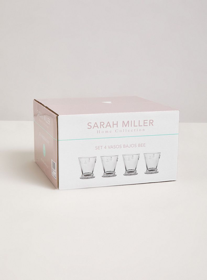Set 4 Vasos Cortos Vidrio Bee-3