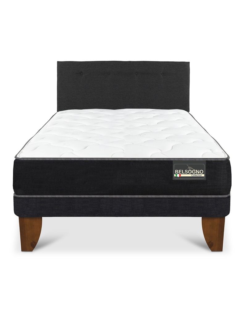 Cama Europea Belsogno 1.5 Plazas + Respaldo Black-2