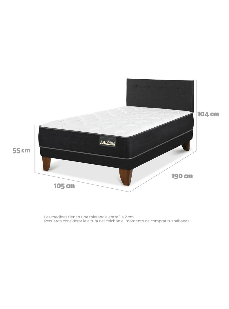 Cama Europea Belsogno 2 Plazas + Respaldo Black-1