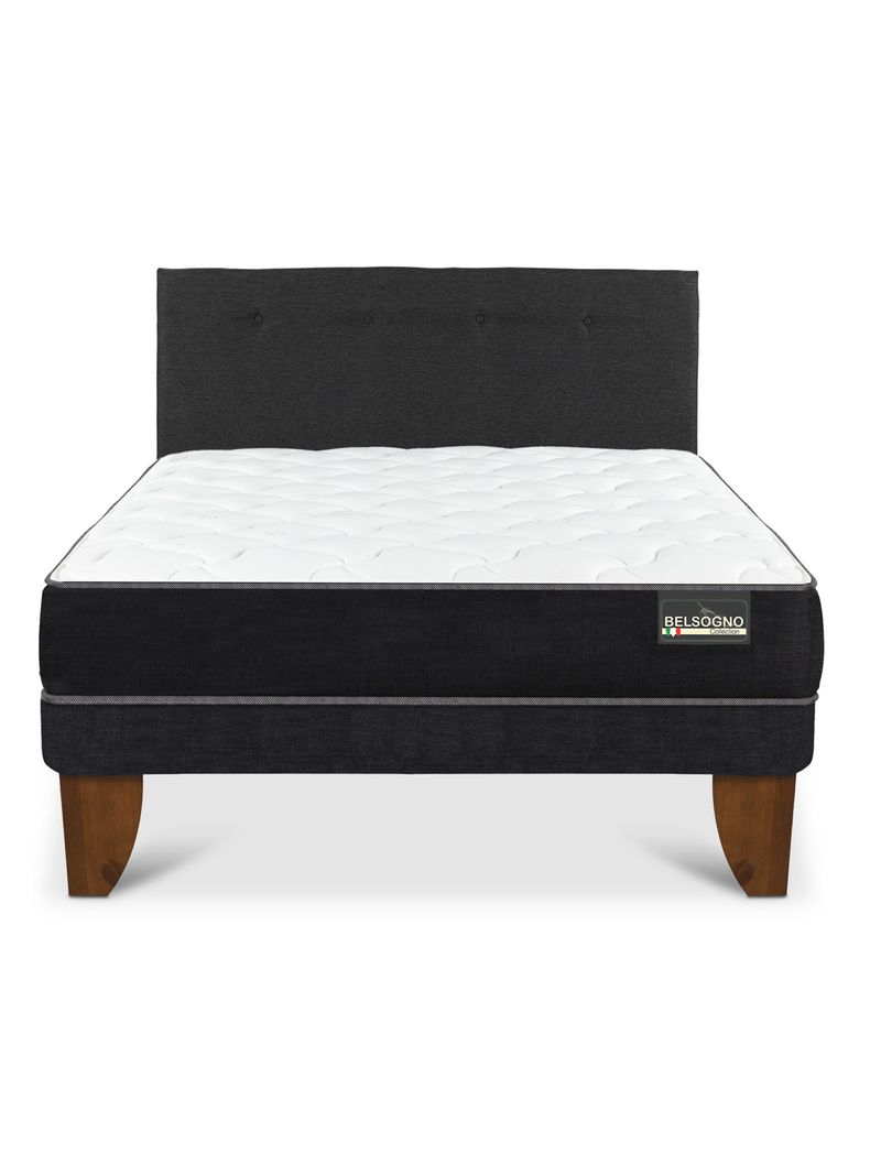 Cama Europea Belsogno 2 Plazas + Respaldo Black-2