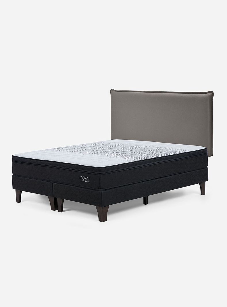 Cama Europea Tempo 2 Plazas Base Dividida + Respaldo Maurice Gris-0