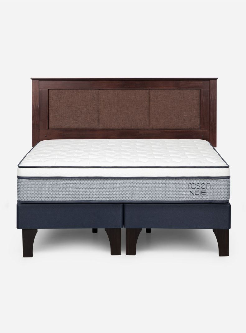 Cama Europea Indie 2 Plazas Base Dividida + Respaldo Rachel-1