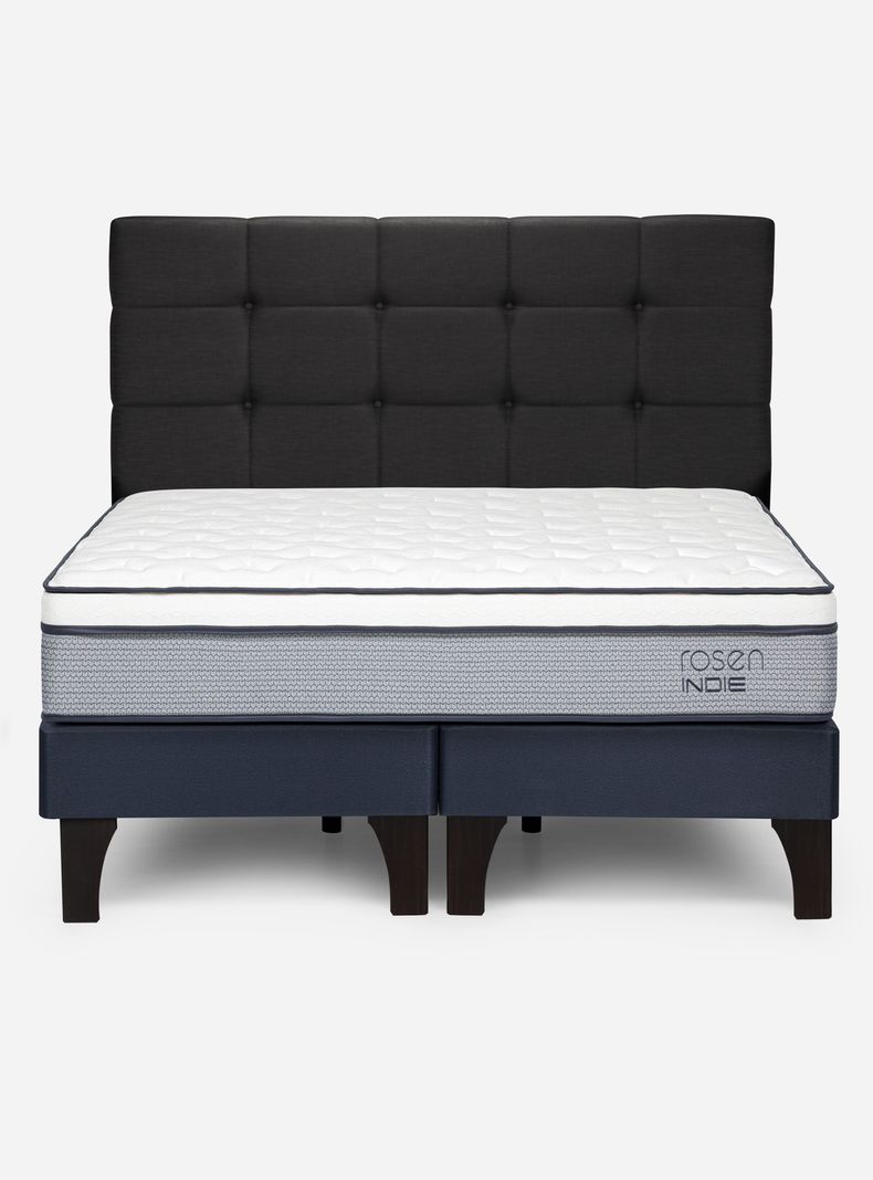 Cama Europea Indie 2 Plazas Base Dividida + Respaldo Issey G-1