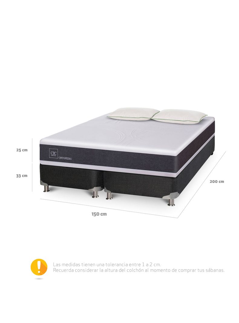 Box Spring Ortopedic B5 Bk 2 Base Dividida + 2 Almohadas Da Soft Sleep-1