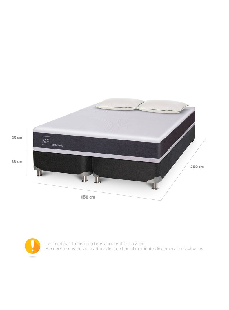 Box Spring Ortopedic B5 Bk King + 2 Almohadas Da Soft Sleep-1