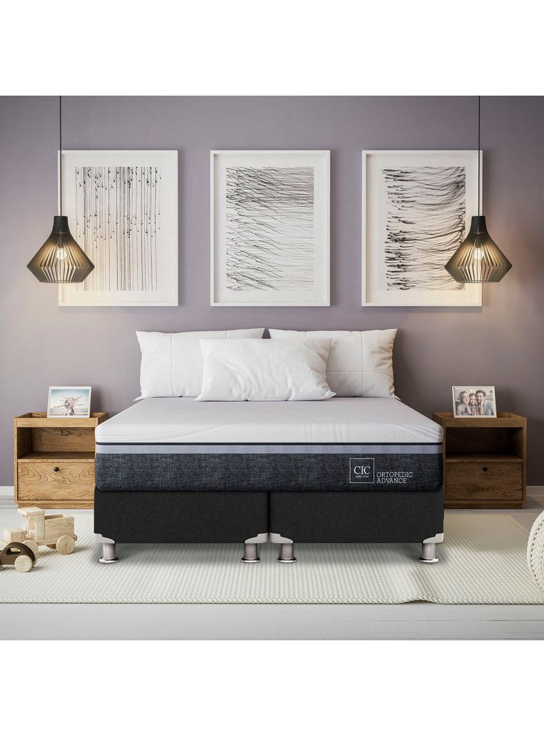 Box Spring Ortopedic Advance B5 Bk 2Base Dividida + 2 Almohadas Da Soft Sleep-4
